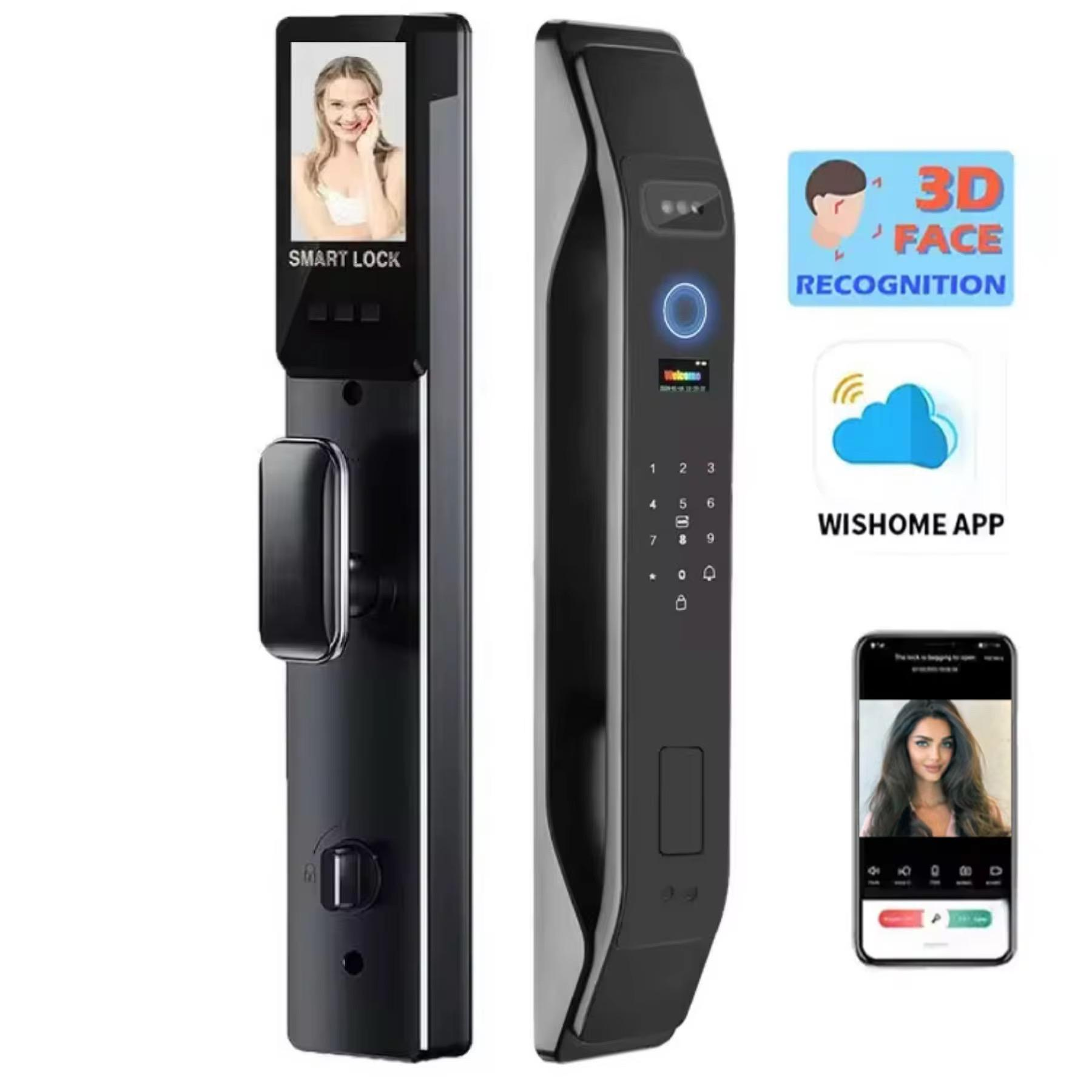 3D Face Recognition Smart Door Lock with Camera Biometric Fingerprint Security Electric Power Home &amp; Outdoor Use Bar Design