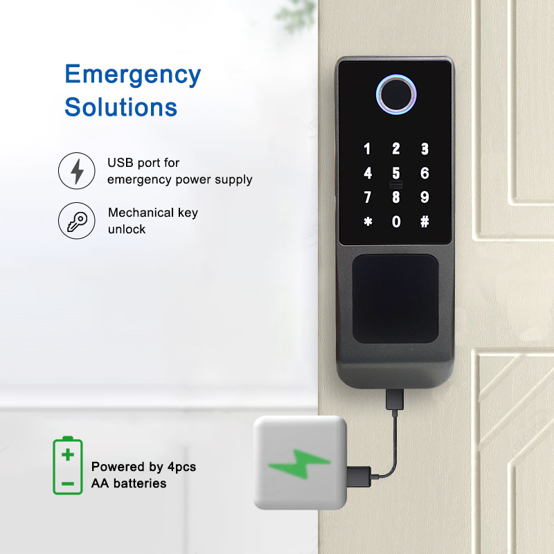 High Security Electronic Dual Fingerprint Smart Rim Lock with Ttlock APP