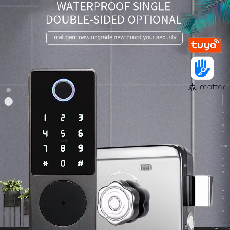 Tuya APP Smart Double Fingerprint Door Lock Waterproof Digital Key Code Electronic Rim Locks Aluminum Alloy