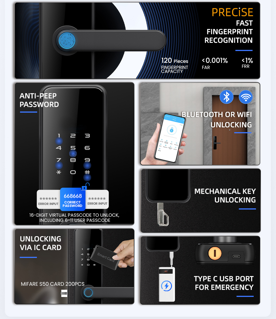 Locstar Security Free Shipping Airbnb Home Cerradura Digital Gold Color Smart Door Lock Work with Alexa for Apartment Buildings