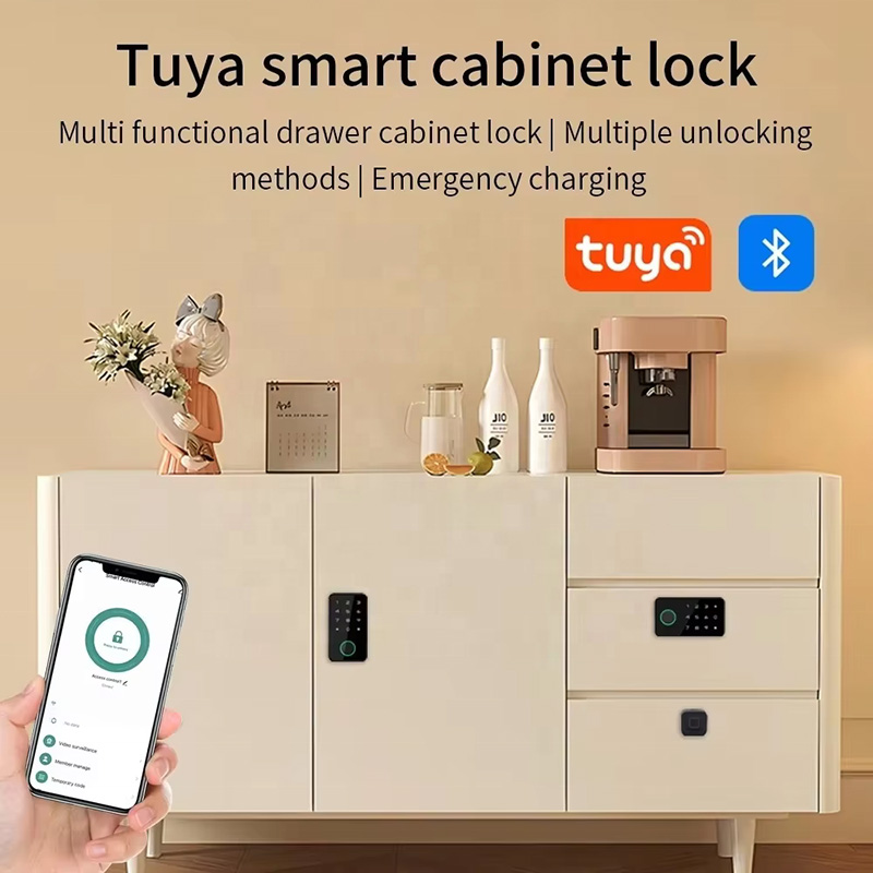 Digital Safety Keyless Rfid Code Fingerprint Ttlock Bluetooth Electronic Rechargeable Smart Kitchen Cabinet Drawer Lock