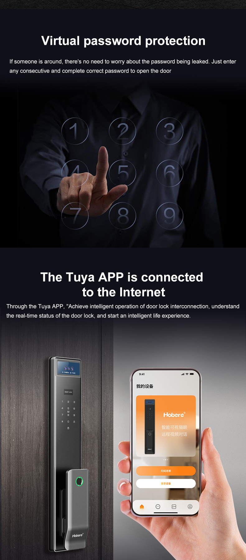 CNC Precision Engraving Smart Lock Palm Vein Face Recognition Hotel Apartment Tuya APP Remote Control Smart Lock