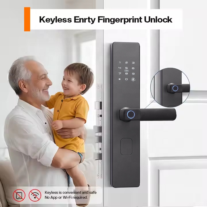 Tuya Factory-Made Smart Lock for Home Use Easy Installation with Digital Keypad Fingerprint Recognition Anti-Theft Door Security