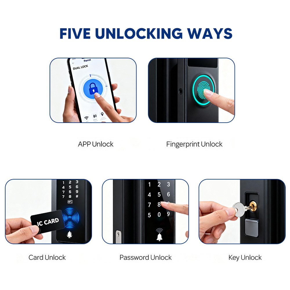 Smart Lock WIFI Tuya TTlock APP Control Fingerprint Electronic Digital Touch Screen Code Key Smart Door Lock