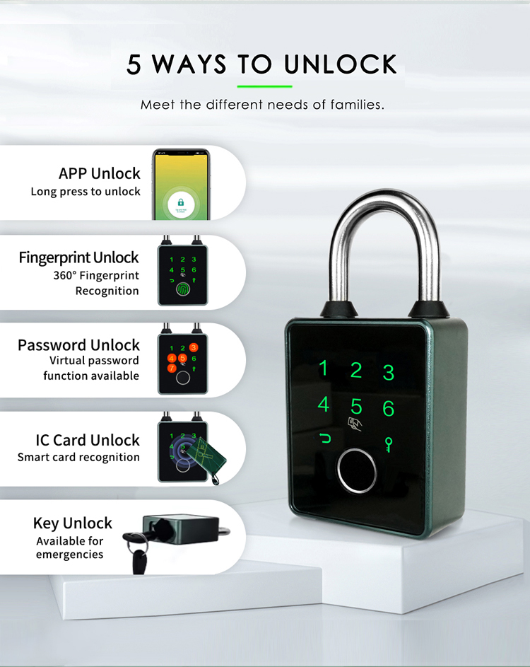 TUYA/TTLOCK Smart Door Lock Digital Keypad Electronic Security Padlock with Smart Card and Fingerprint Digital Lock