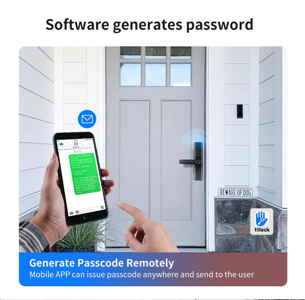 Electronic Smart Fingerprint Keyless Door Lock for Steel/Wood Doors with Tuya App &amp; Cloud Storage Grade a Security