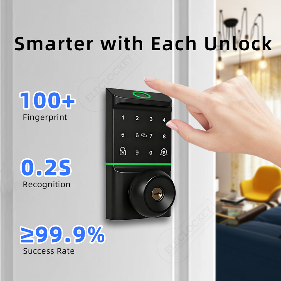 Aluminum Alloy Ball Cerradura Inteligente Biometric Fingerprint Touch Keypad RFID Card Knob TTlock Tuya Smart Lock Cloud App