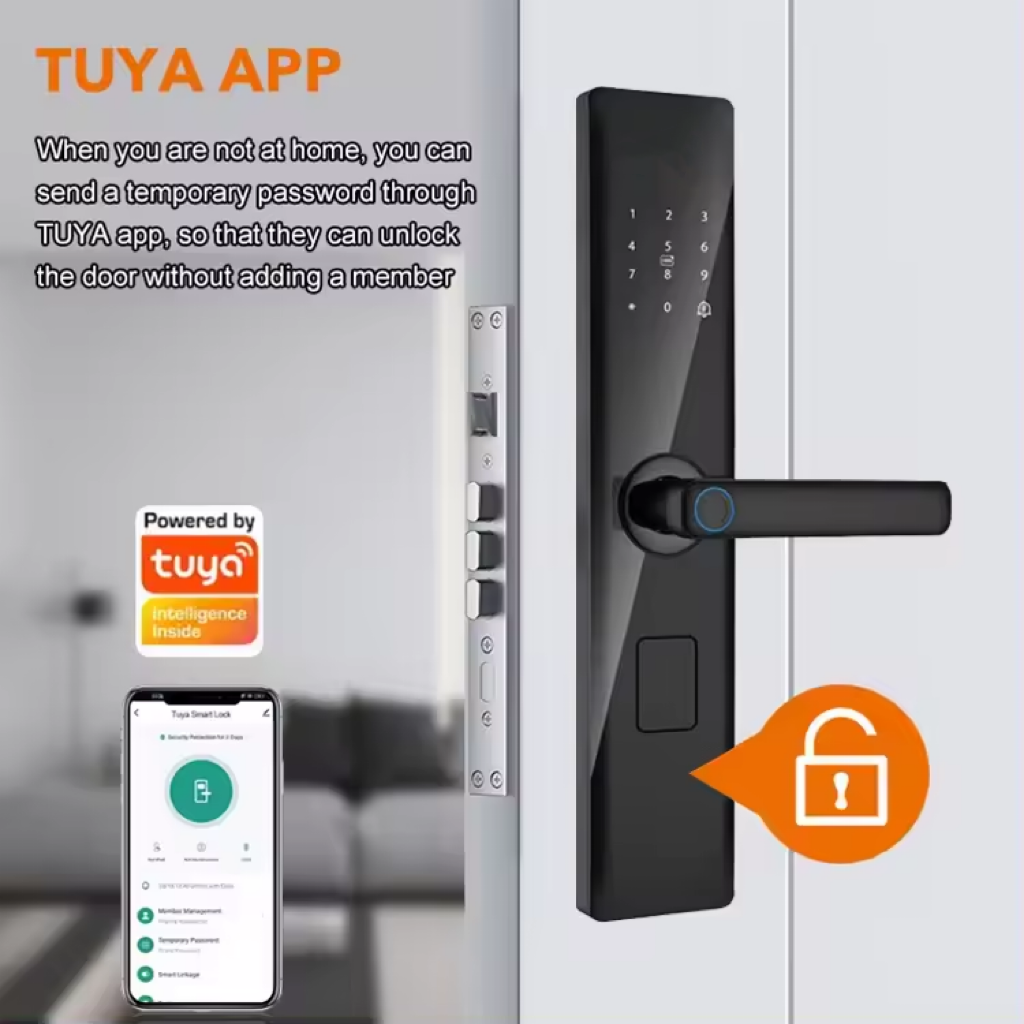 Tuya Smart WiFi Digital Door Lock Code RFID IC Card Smartphone App Unlock Biometric Fingerprint Smart Lock