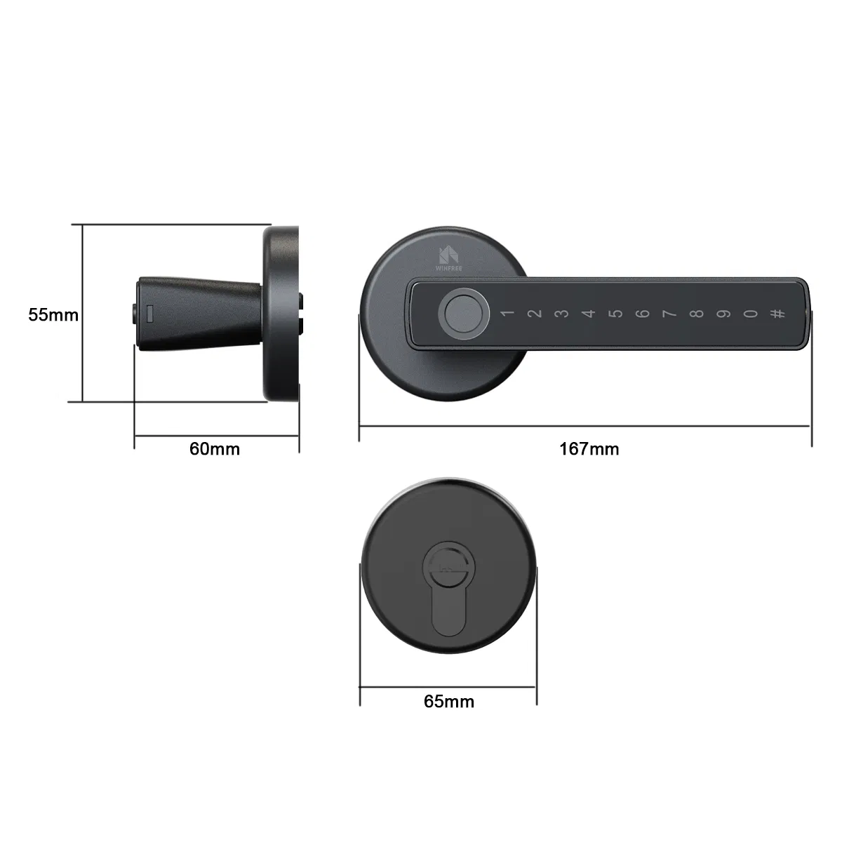 Wholesale Black Digital Biometric Mortise Lock Tuya Smart Door Lock with Fingerprint Handle