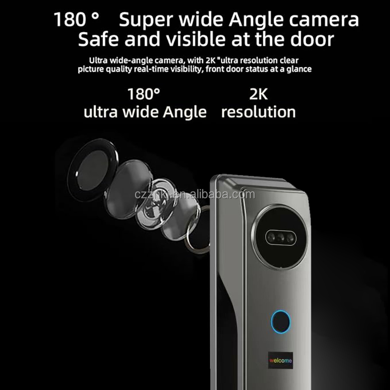 2026 Real Time Monitoring Face Unlock Recognition Biometric Fingerprint Automatic Slim Digital Lock WiFi Aluminum Alloy Cloud