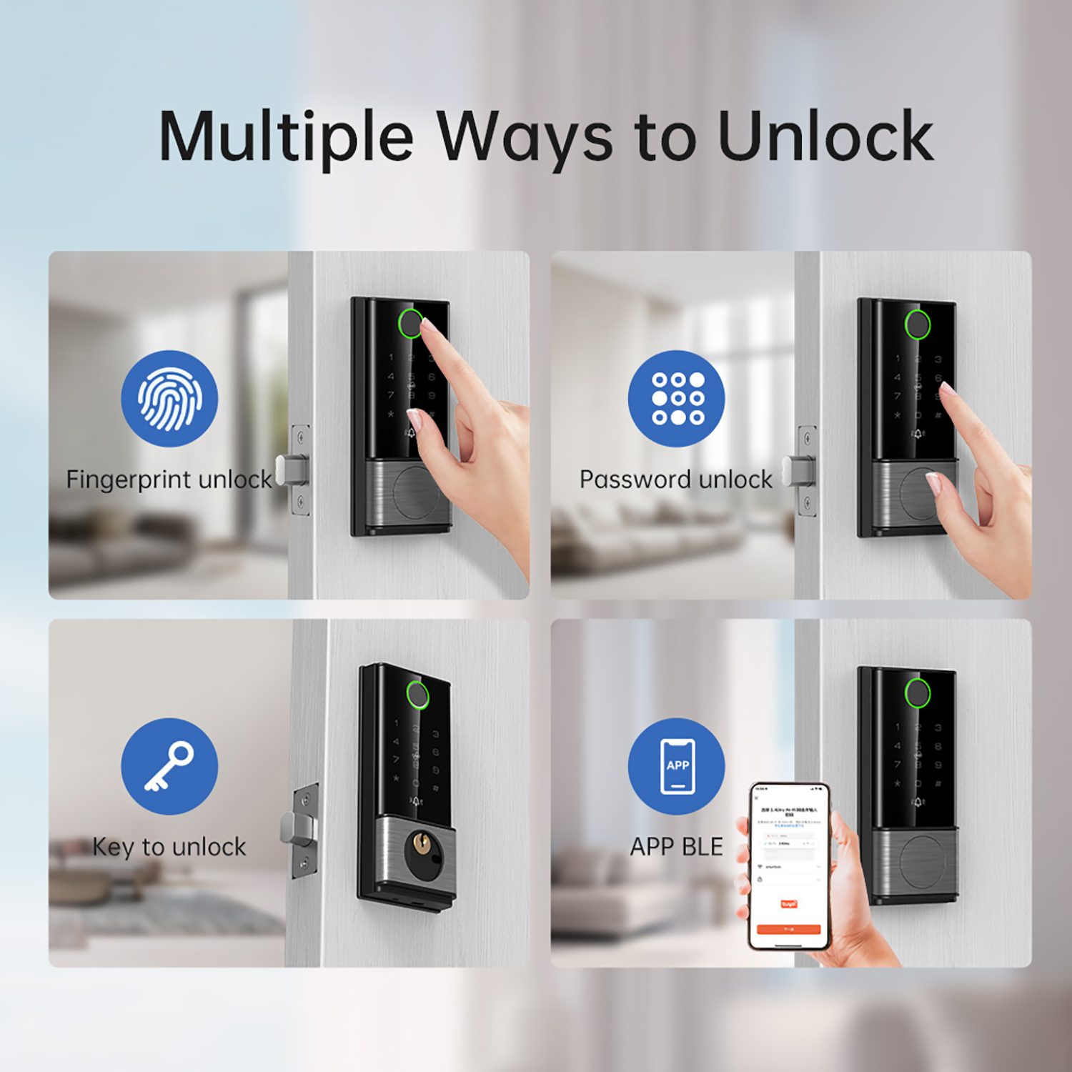 Tuya Keyless Entry Door Fingerprint TTlock Smart Deadbolt Lock