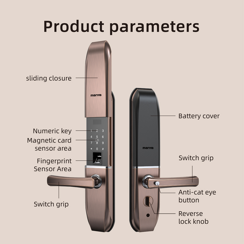 Smart Home Aluminum Door Keyless Entry Lock Zinc Alloy Fingerprint Handle Digital Electronic Control Safety Fingerprint Lock