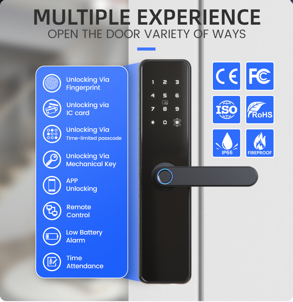 Locstar Security Free Shipping Airbnb Home Cerradura Digital Gold Color Smart Door Lock Work with Alexa for Apartment Buildings