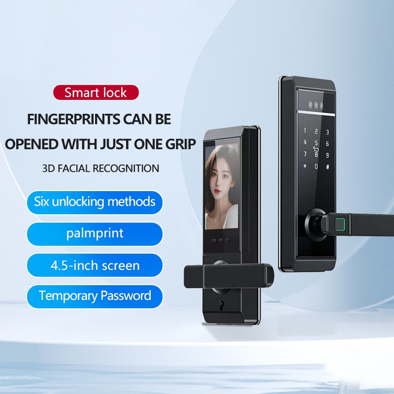S810Max Smart Lock with Camera &amp; Tuya Wifi App Face Palm Fingerprint Recognition Card Code Key Multi-unlock Ways for Home