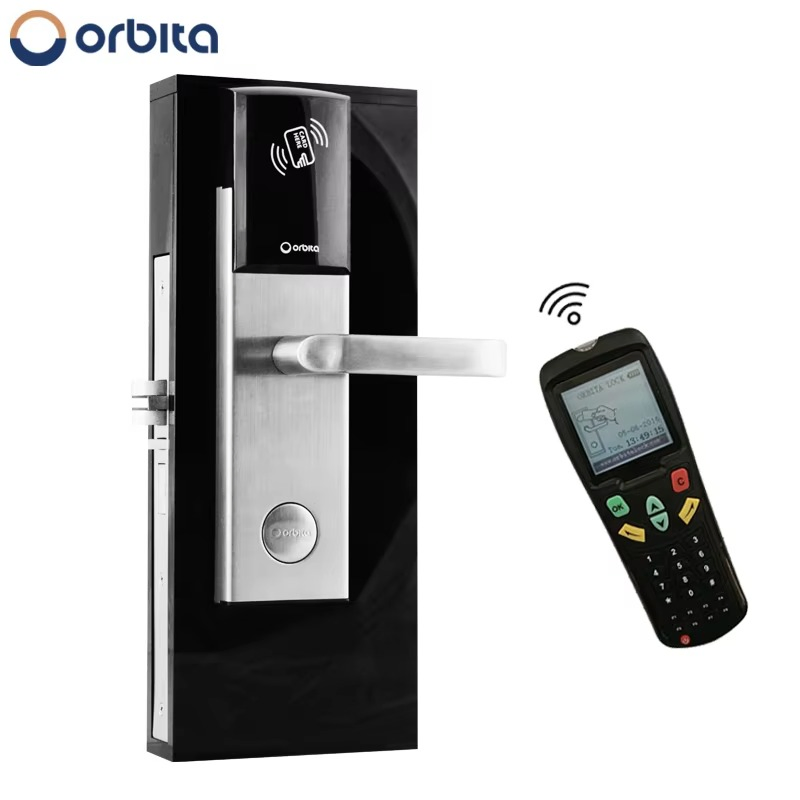Reliable 75mm Digital Lock ANSI Mortise RFID Card Smart Hotel Door Lock Keyless Stainless Steel for Aluminum Door Aluminum Door Lock