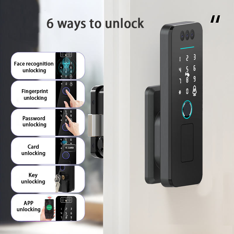 Smart Digital Lock with Aluminum Door Key Intelligent Password Tuya Face Fingerprint Rim Gate Smart Lock