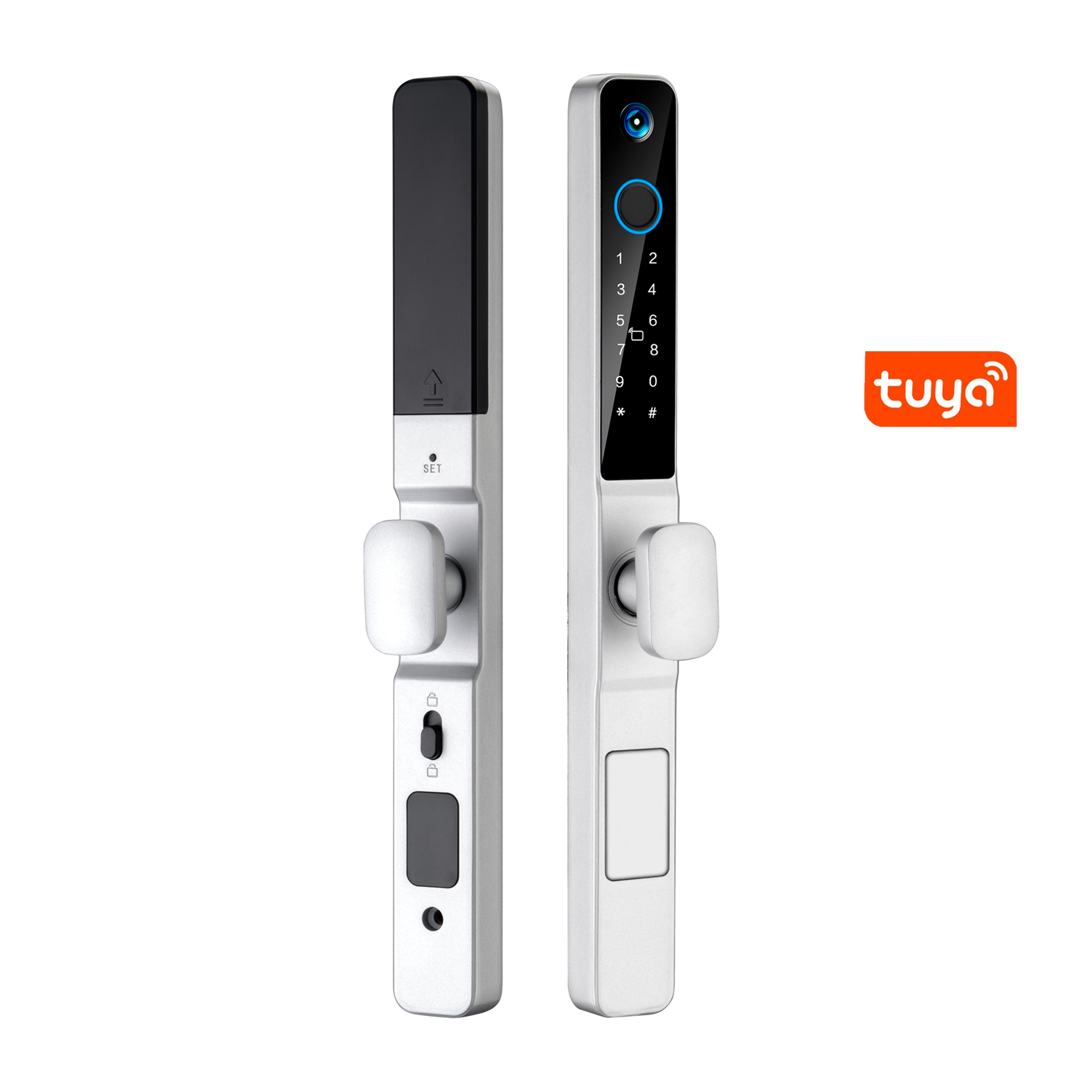 Custom Tuya APP WiFi RFID Card Aluminum Alloy Sliding Biometric Fingerprint Smart Door Lock with Camera