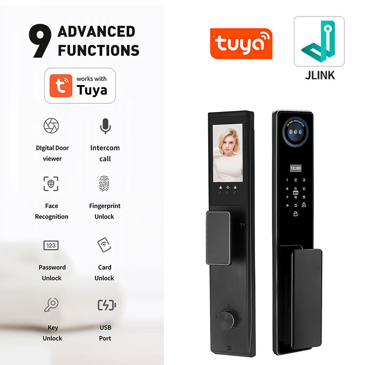 DiJia D13 Support Customized Apartment Smart Door Lock with Facial Recognition Video Intercom Aluminum Alloy Home Door Lock