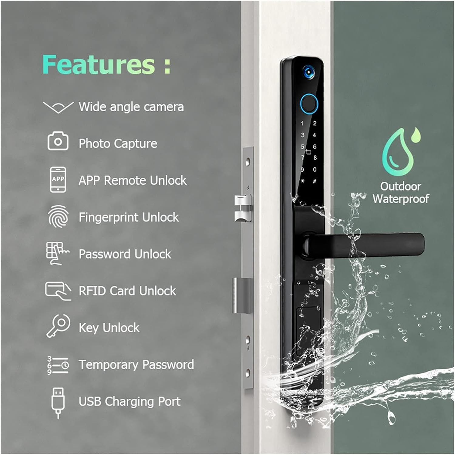 AISUO TUYA WIFI TT Lock Smart Waterproof For APP Electric Biometric Fingerprint Card Door Lock Tuya Smart Wood Door Home