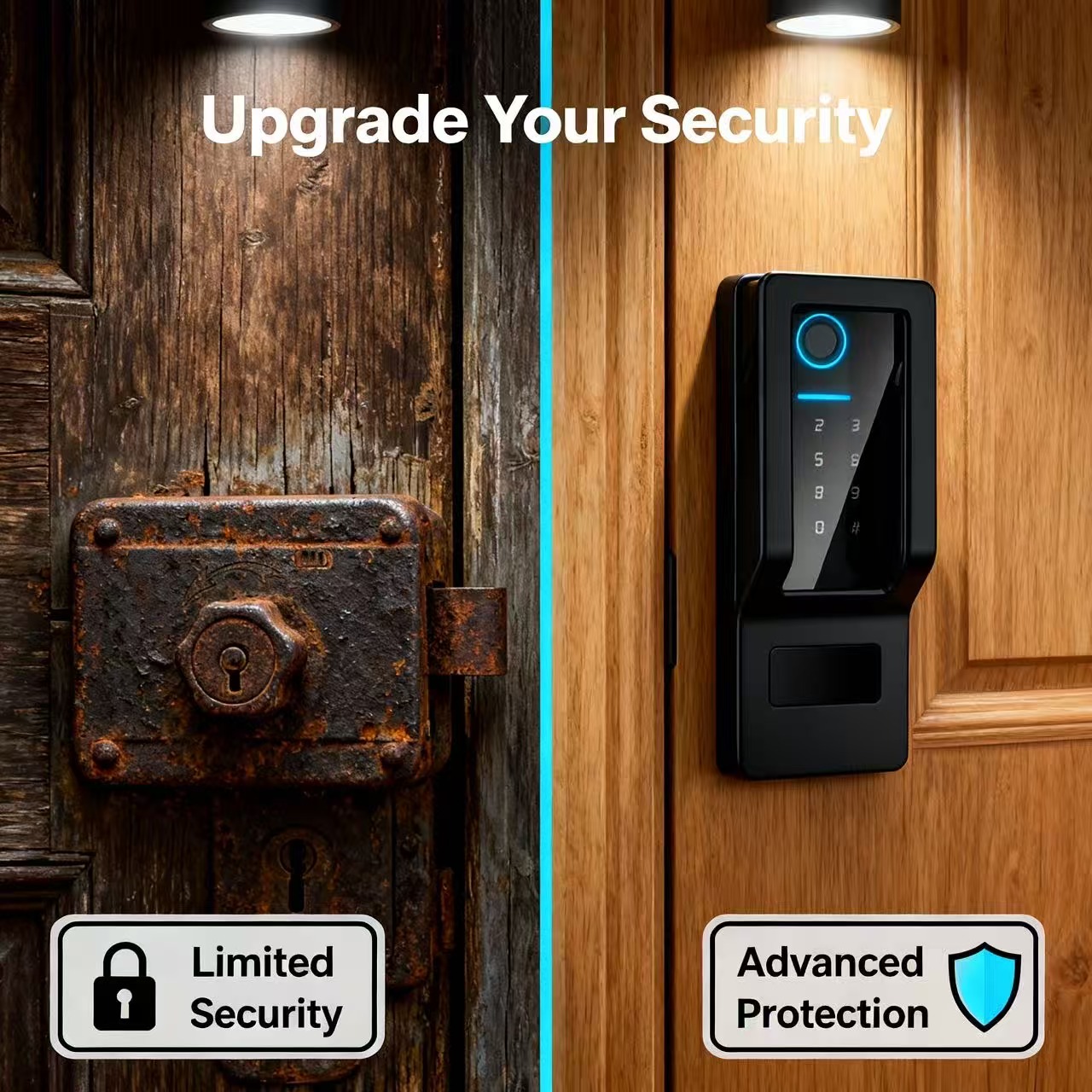 Security Tuya Wifi Fingerprint Biometric Digital Code Ttlock Wifi Smart Front Door Lock