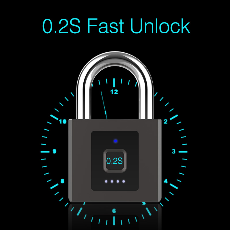 Finger Thumb Print Electronic Zinc Alloy Keyless Security Mini Touch Pad Luggage Cabinet Fingerptint Smart Padlock Locks