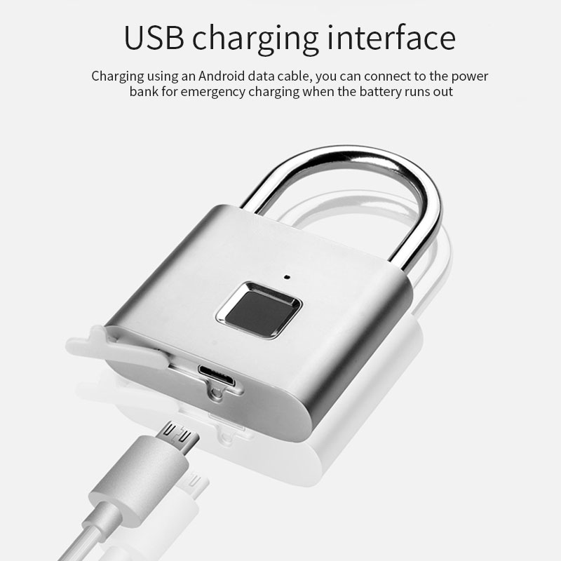 Smart Fingerprint Padlock High Security Waterproof Luggage Backpack Suitcase Gate Gym Locker Door