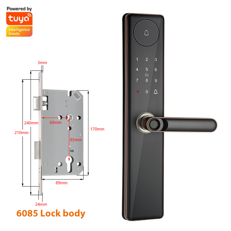 Entry Digital TUYA Lock Fingerprint Smart Lock Password Card Key Fingerprint Door Lock Smart Door Handle Lockset