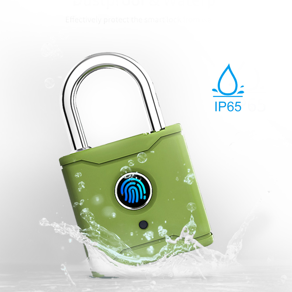 Fingerprint Padlock Shackle Smart Padlock with Mobile APP Outdoor Waterproof Lock Keyless Suitable for Gym Lock and Storage
