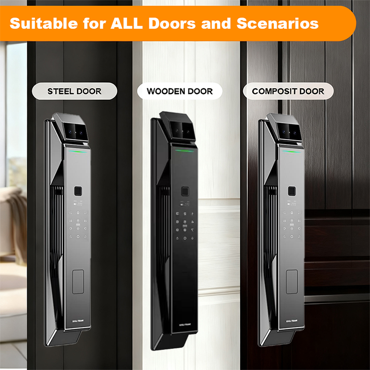 Tuya Smart Home Gate Door Lock Facial Recognition Wifi App Control Screen Intercom Biohacking RF ID Card Cloud Wood Compatible