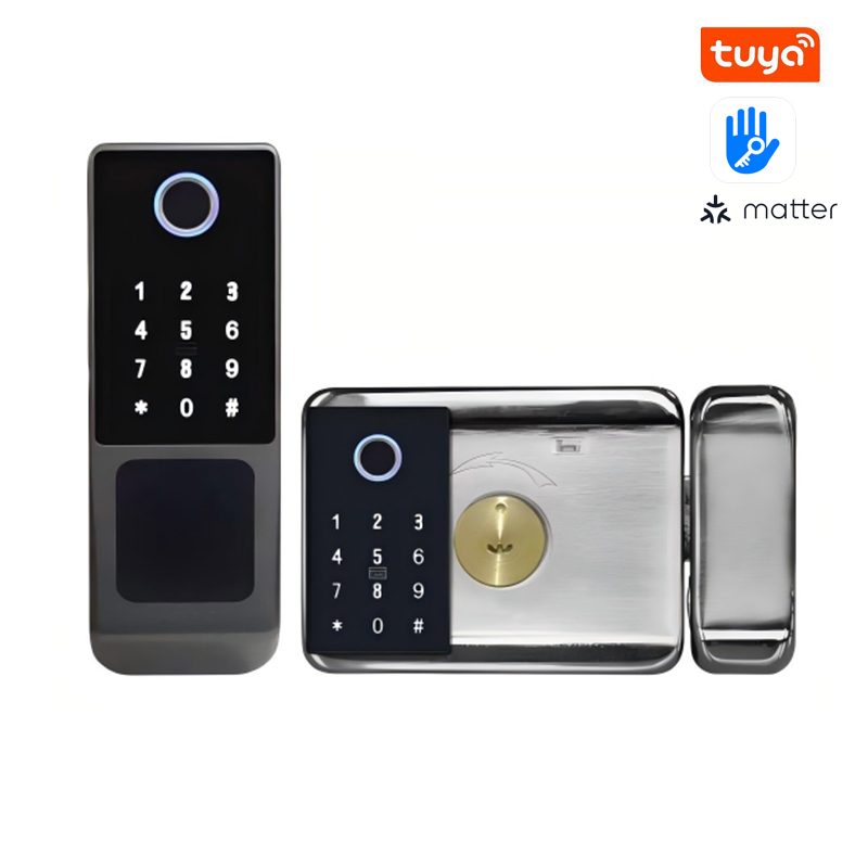 Tuya APP Smart Double Fingerprint Door Lock Waterproof Digital Key Code Electronic Rim Locks Aluminum Alloy