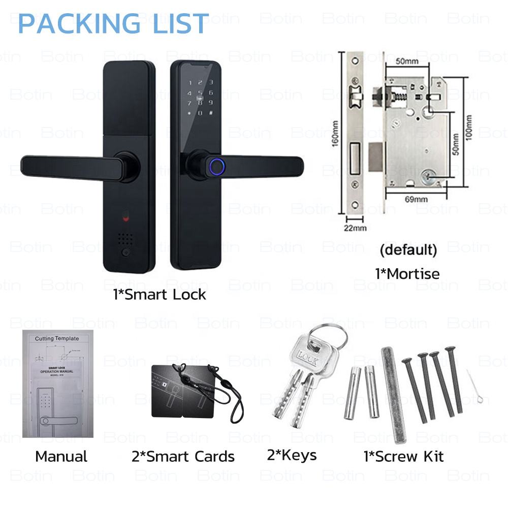 BBDHOME Apartment Home Room Digital Password Keyless Entry Tuya APP Control Fingerprint Smart Door Lock