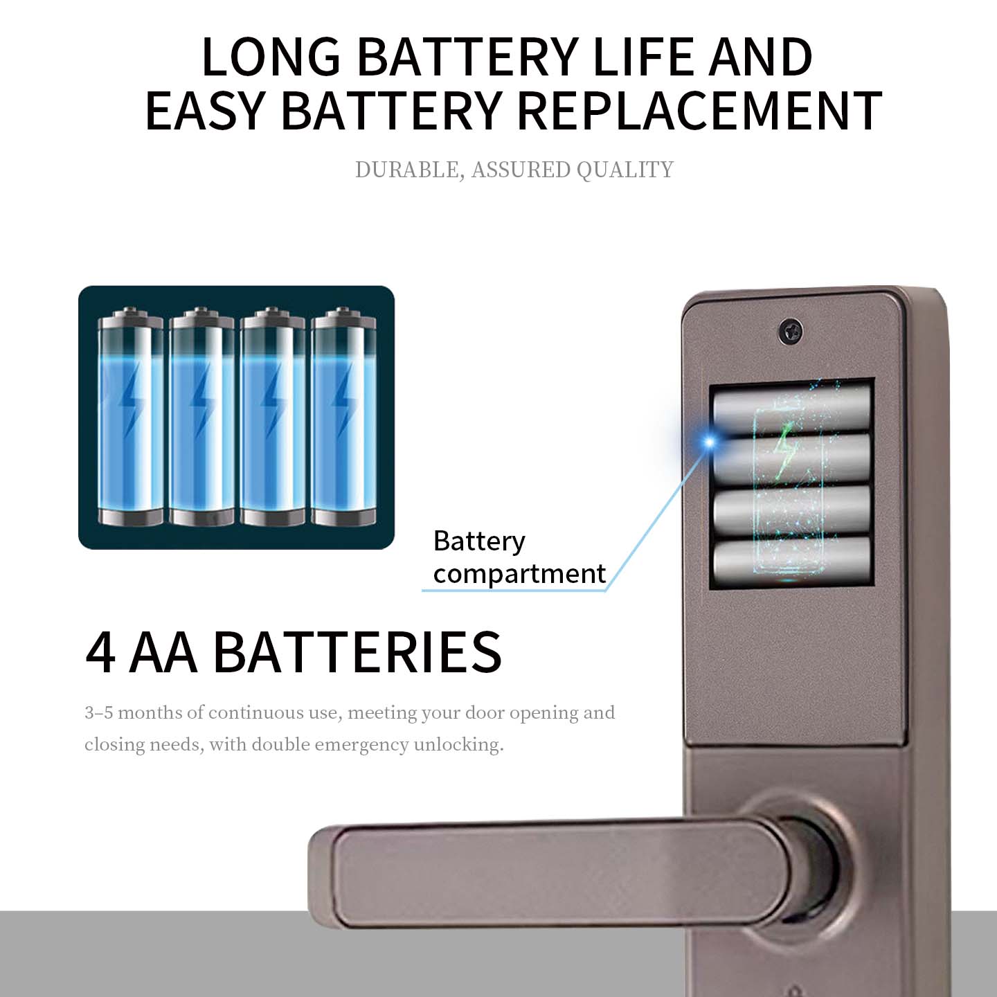 Smart Electric Fingerprint Password Card Safe Digital Wood Door Brown Handle Lock with Keypad for Studio Office Home Door