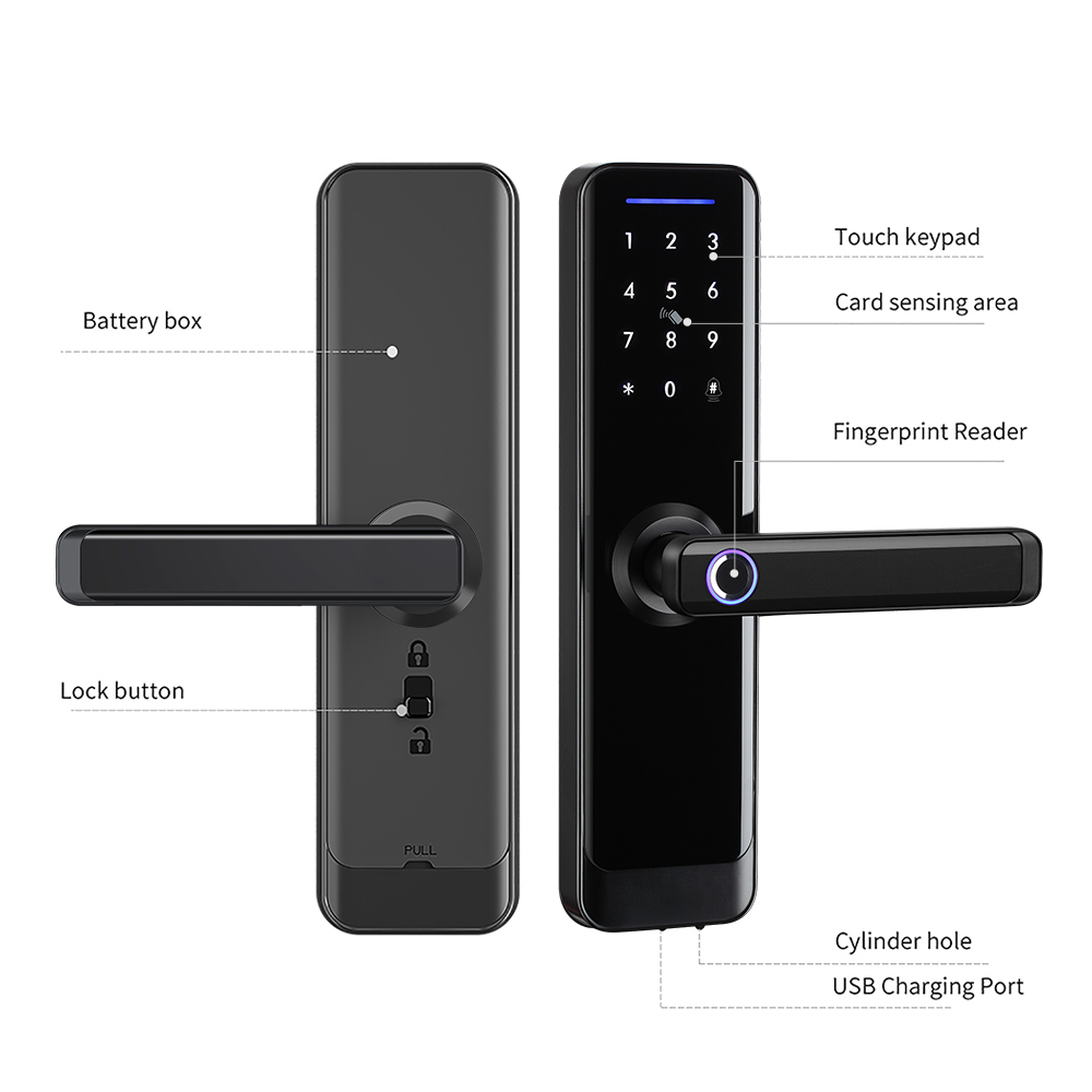 TTlock BLE APP Cerradura Inteligente Interior Wooden Door Digital Lock Home Secure Fingerprint Code Card Unlock Smart Gate Lock