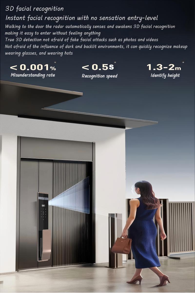 3D Face&amp;Palm Vein Recognition Tuya Smart Lock Door Fully Automatic Electronic Digital Biometric Fingerprint Smart Home Door Lock