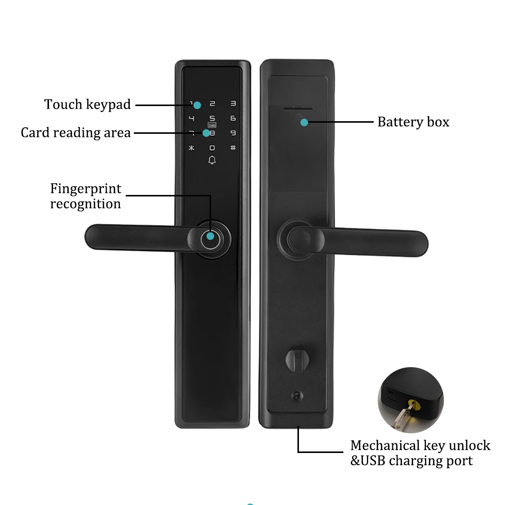 YOLOCK Tuya Fingerprint Card Password Key Unlock Fechadura Digital Fcc Certified Smart Door Lock for Wooden Door Aluminum Door