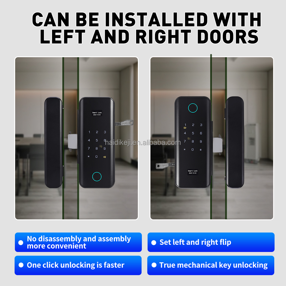 ANDUDU F926 Smart Door Locks Screen Tuya WiFi Waterproof Outdoor Keyless Entry Fingerprint Slide Glass Door Lock Level-B