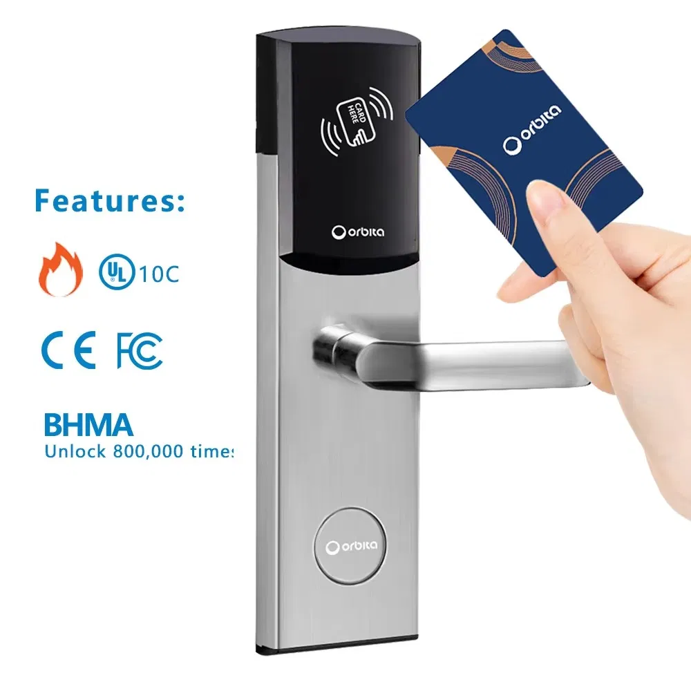 Reliable 75mm Digital Lock ANSI Mortise RFID Card Smart Hotel Door Lock Keyless Stainless Steel for Aluminum Door Aluminum Door Lock