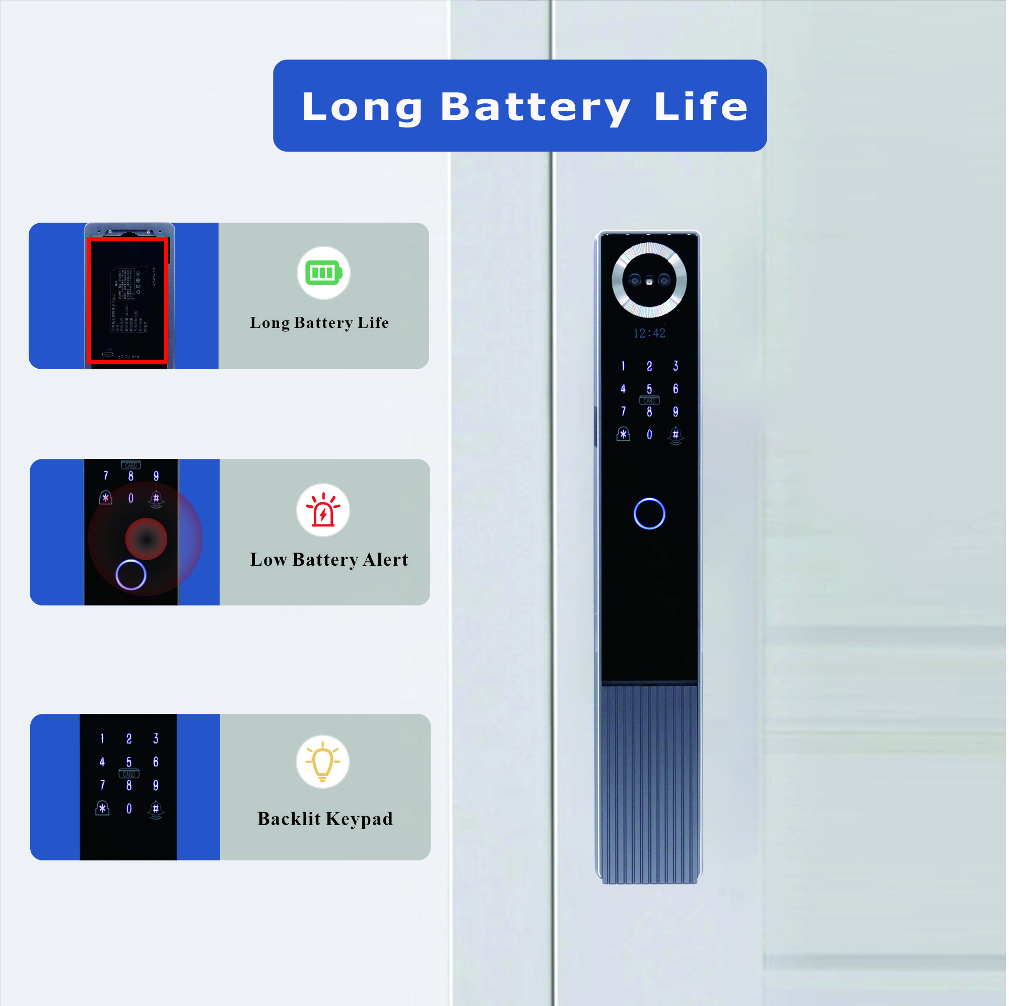 Home Smart Door Lock-Fully Automatic Wi-Fi Enabled 3D Face Recognition Fingerprint Biometric Tuya App Control Memory