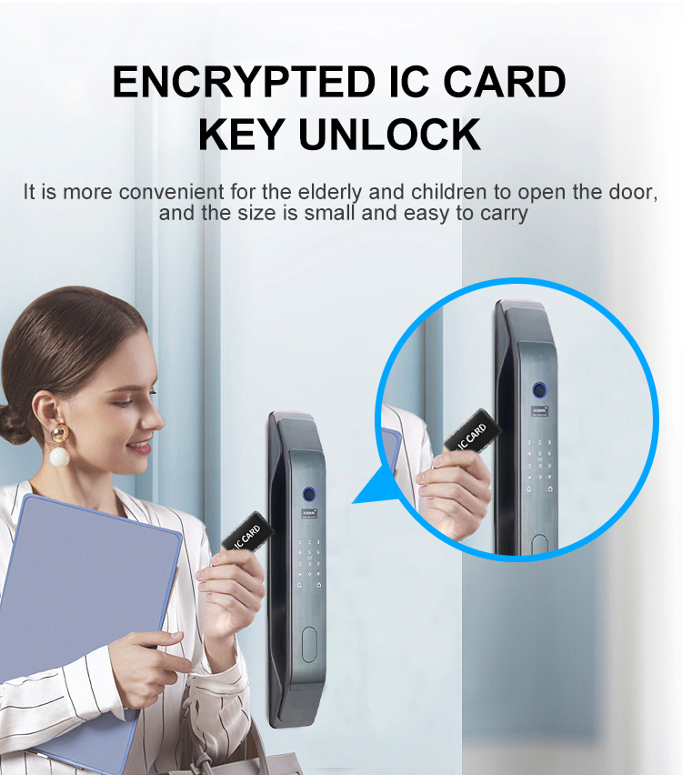 Access Electronic Biometric Fingerprint 3D Face Recognition Smart Door Lock Camera Cloud Wi-Fi Tuya App for Wood/Aluminum