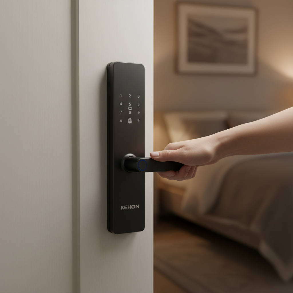 Glomarket Smart Lock Wi-Fi Tuya App Control Fingerprint Touch Screen Keypad Code Key Smart Door Lock for Wood Door