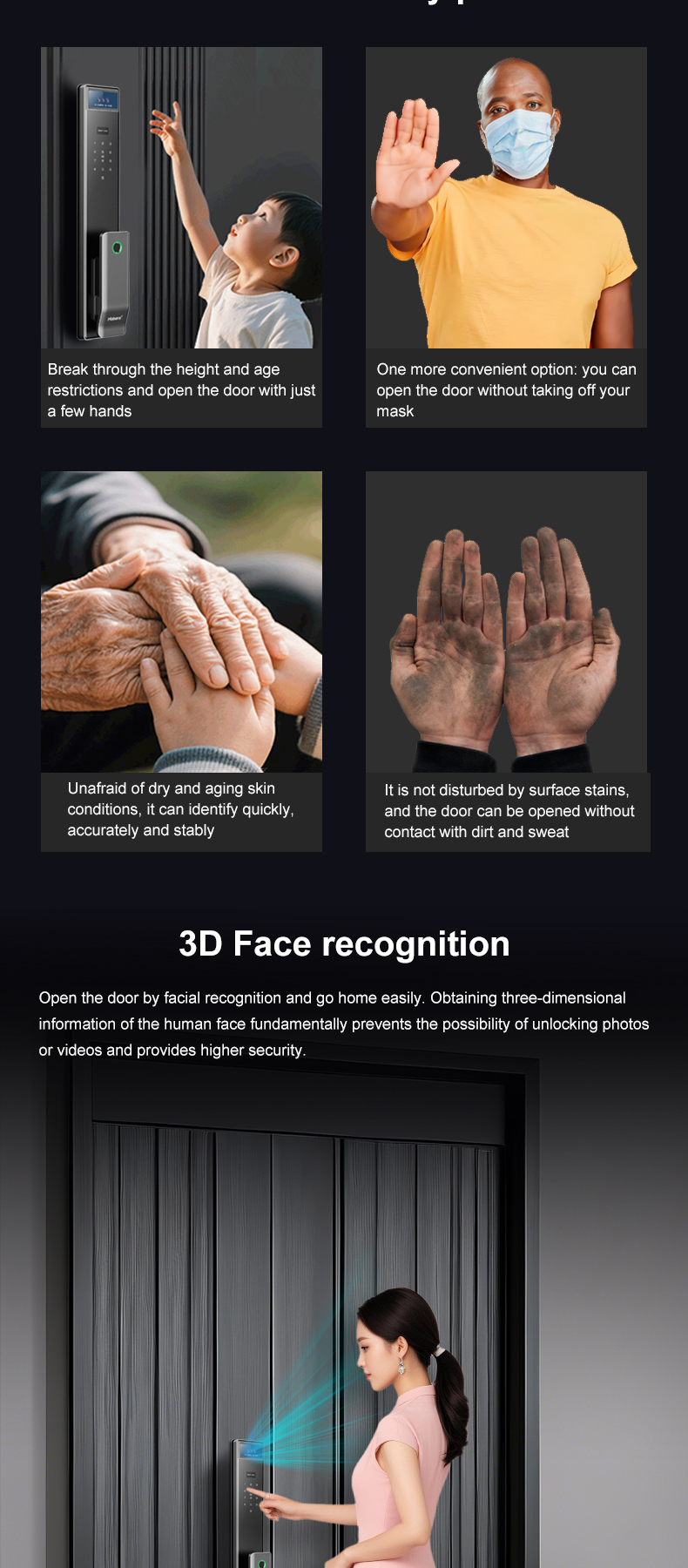 CNC Precision Engraving Smart Lock Palm Vein Face Recognition Hotel Apartment Tuya APP Remote Control Smart Lock