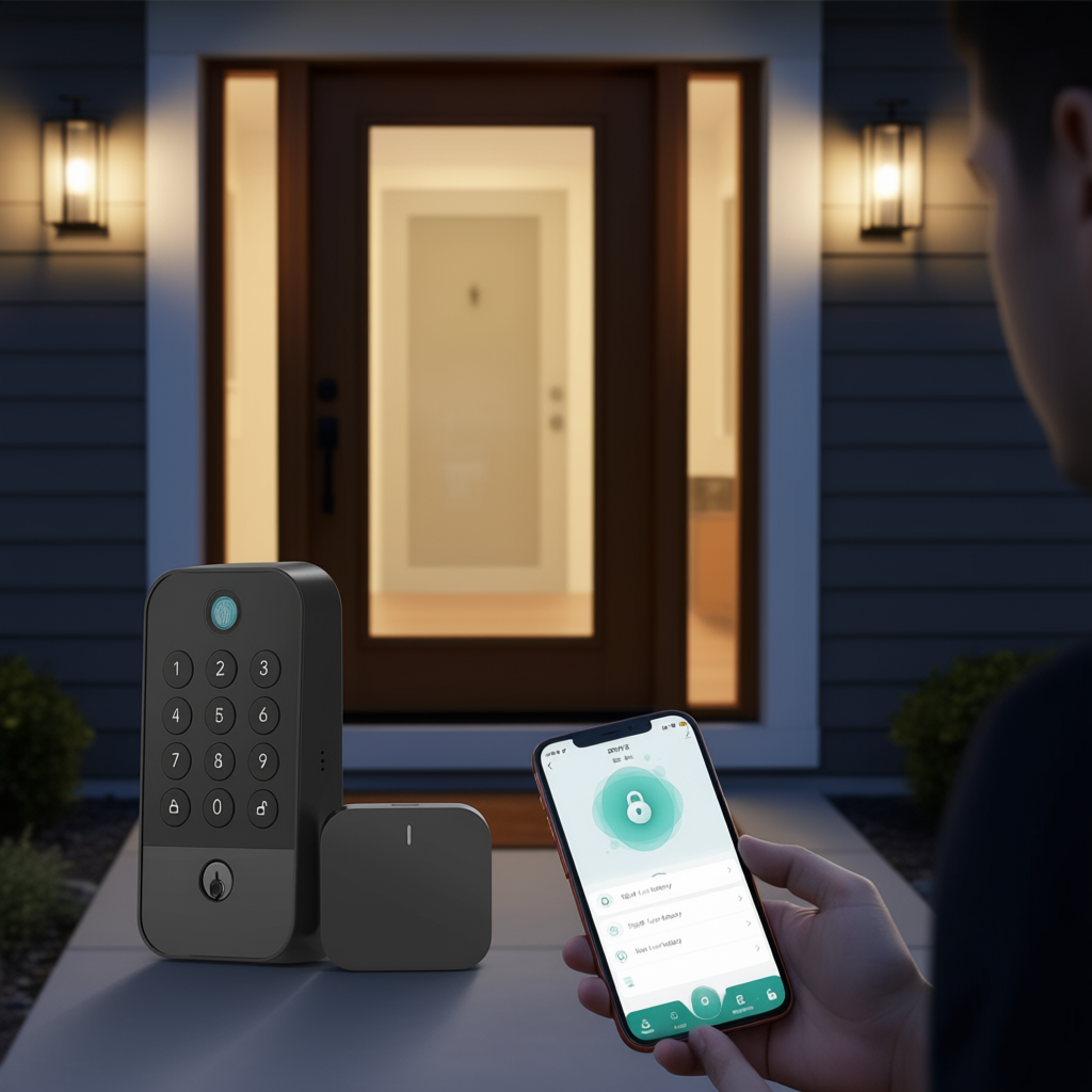 WiFi Smart Deadbolt Lock Fingerprint Keypad Keyless Entry Auto Lock Voice App Remote Control Compatible Black Wood Door
