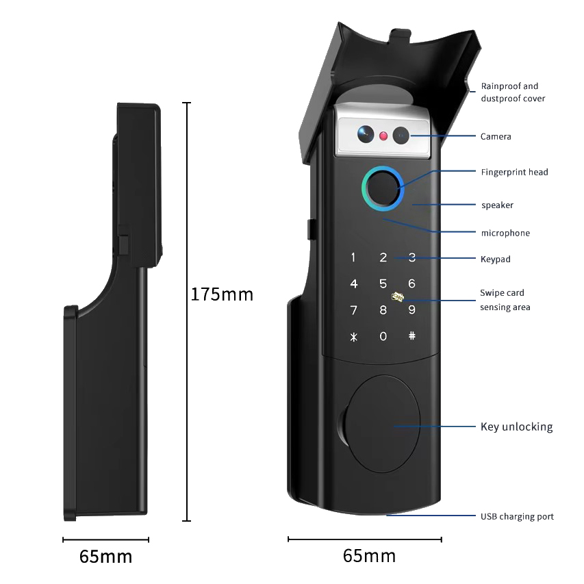 Electronic Tuya WiFi APP Remote Control Digital Double Keypad Fingerprint Rim Smart Gate Lock for Door Cerradura Inteligente