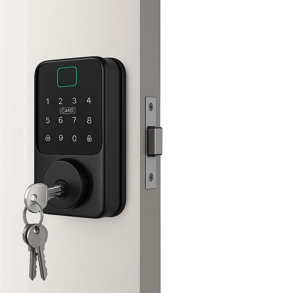 Aluminum Alloy Waterproof IP65 Smart Deadbolt Door Lock Work with Alexa, Wi-Fi Tuya Intelligent Lock with Fingerprint Key Unlock