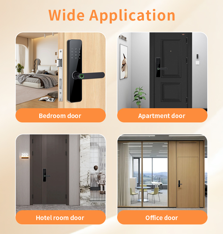 Bluelock Fingerprint Smart Lock Cloud Password Card TTLock App Control Key Entry for Wood Doors Home Security