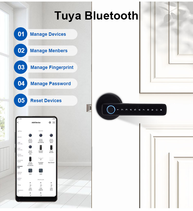 Best Seller Easy Installation APP Management Keypad Smart Door Lock With Handle Fingerprint Door