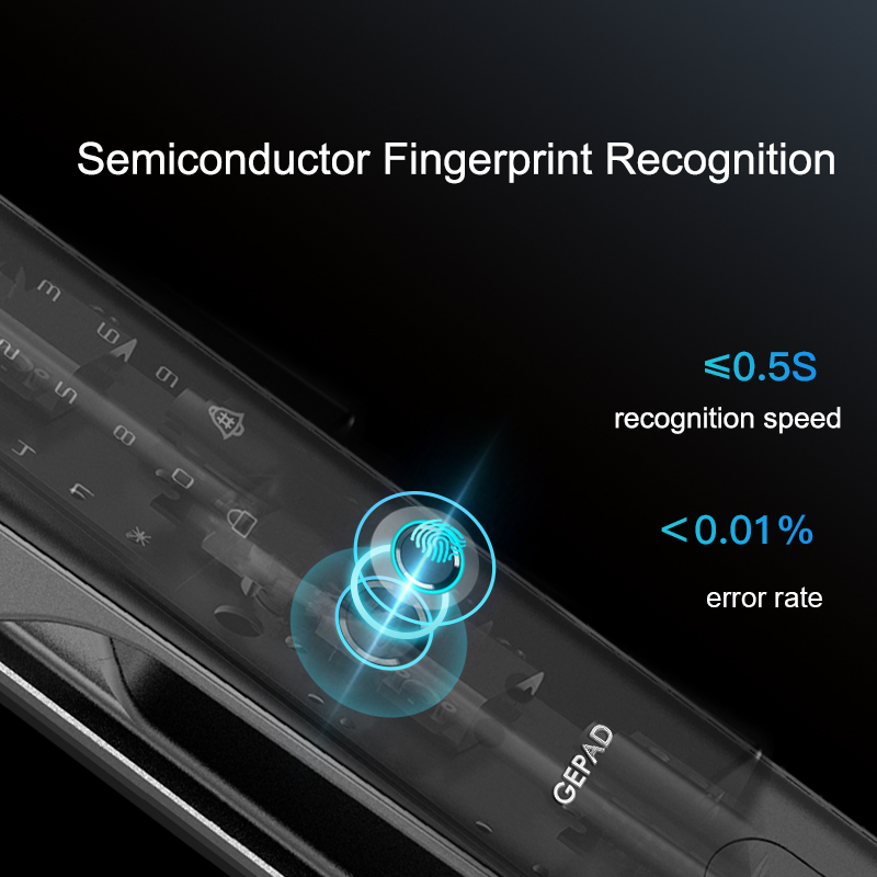 Advanced Home Office Smart Door Lock Biometric Fingerprint Recognition Password Access Card Mechanical Key-Gepad G5 300 Users