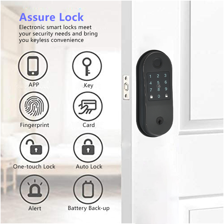 Free App TTLock Wifi Remotely Digital Fingerprint Card Electronic Automatic Deadbolt Intelligent Door Lock