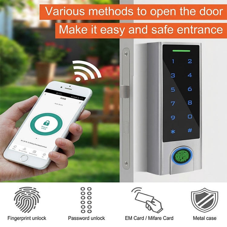 Secukey Tuya App Access Control IP66 Metal Fingerprint Door Lock Keypad RFID Card Reader WIFI TouchKey Access Controller