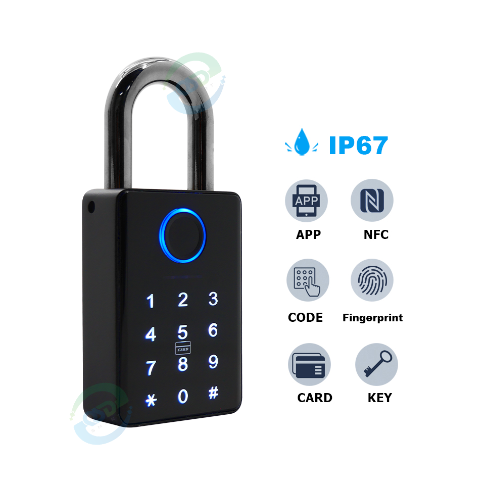 Tuya App Compatible Waterproof Fingerprint Smart Padlock Electronic Password Combination Biometric Smart Lock Enhanced Safety